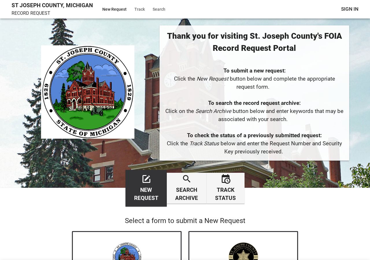 St. Joseph County public records request portal, which does not cover court records