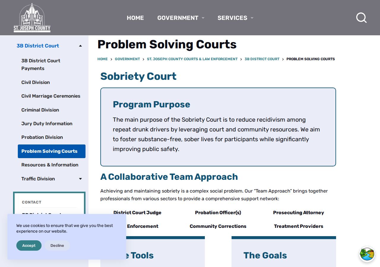 St. Joseph County court records for the 3B District Court Sobriety Court