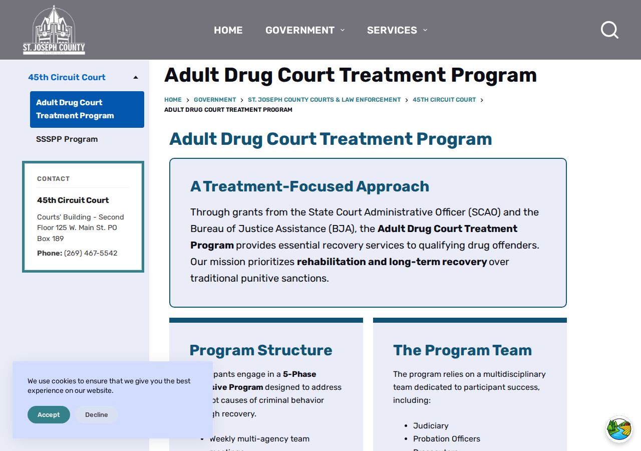 St. Joseph County court records for the 45th Circuit Court Adult Drug Court