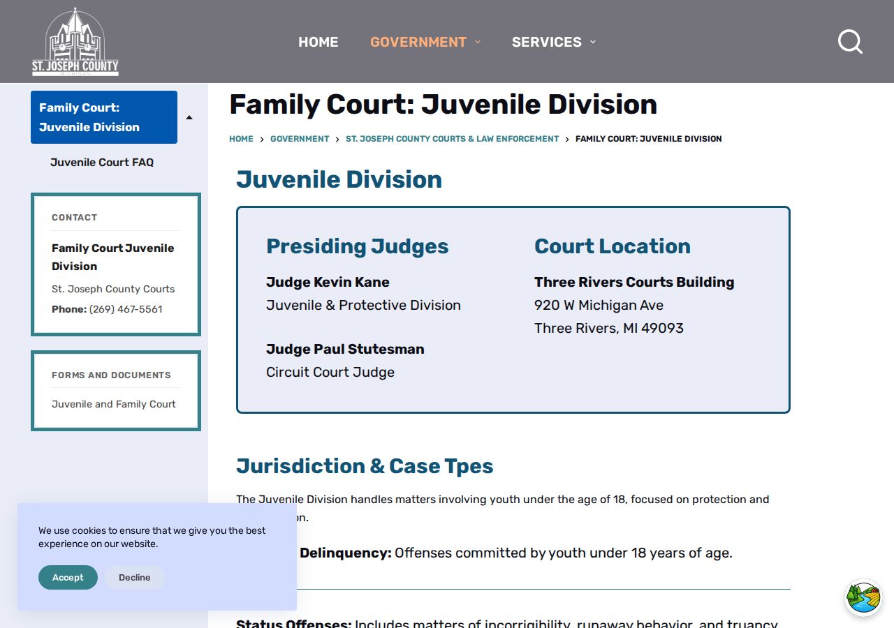 St. Joseph County Family Court and Juvenile Division related to probate records