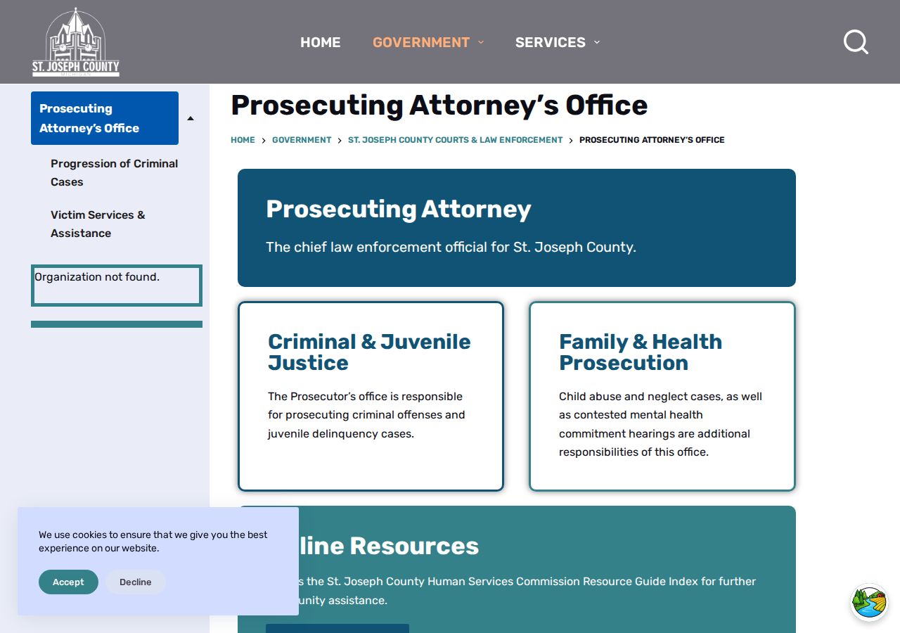 St. Joseph County arrest records and court charges filed by the Prosecuting Attorney's Office