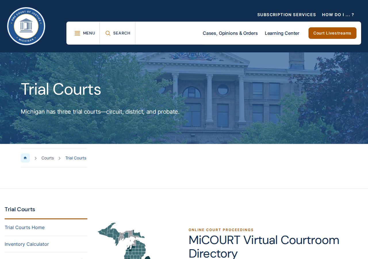 Michigan trial court structure covering St. Joseph County Circuit Court records