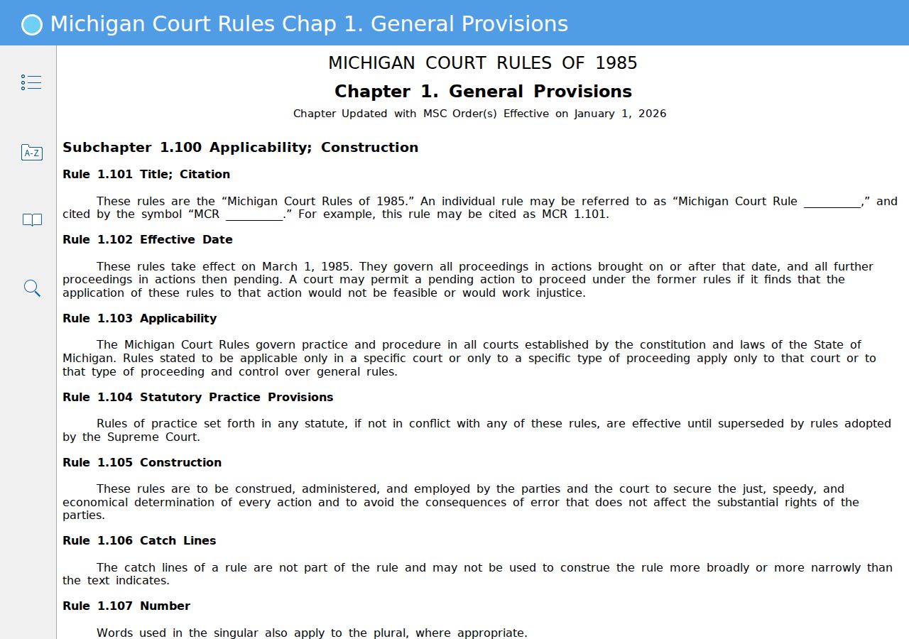 St. Joseph County court records defined under Michigan Court Rule 1.109