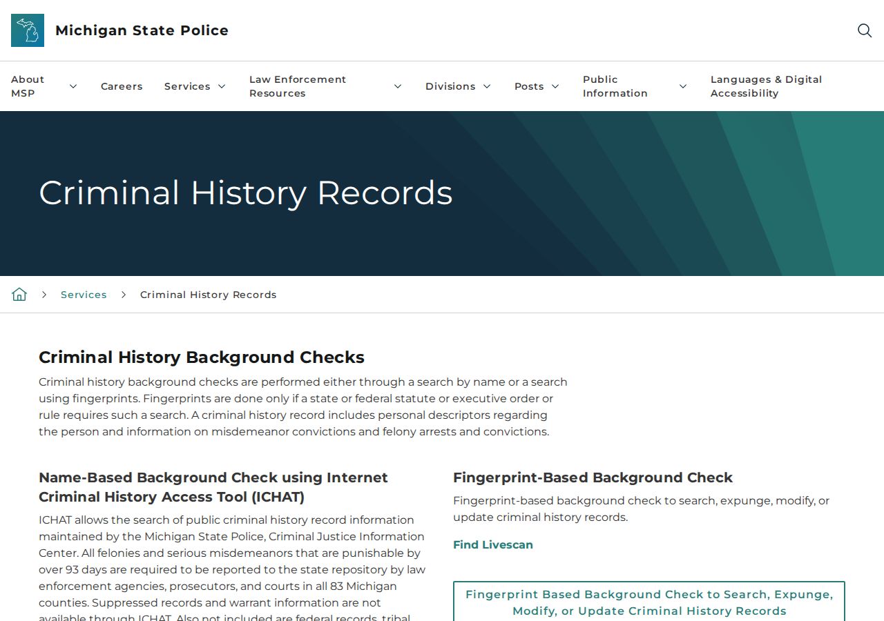 St. Joseph County criminal court records checks through the Michigan State Police ICHAT system