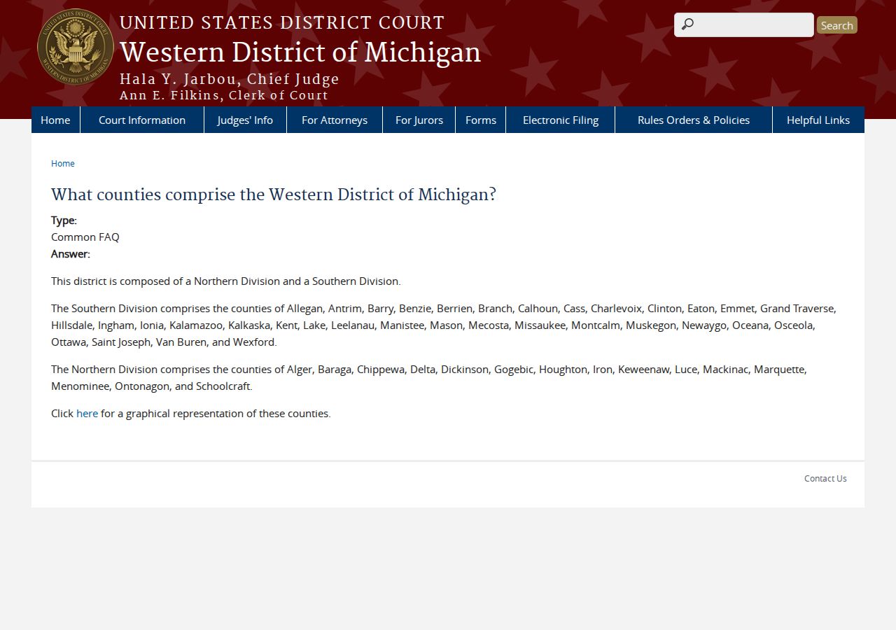 St. Joseph County criminal court records for federal cases route to the Western District of Michigan