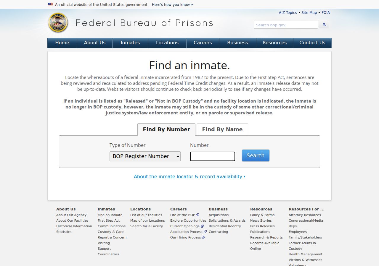 Federal inmate locator, separate from St. Joseph County jail inmate records